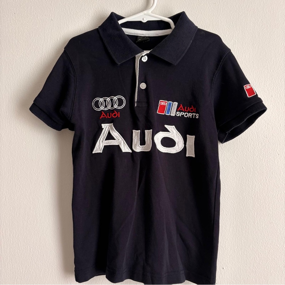 Audi vintage Kids Black Polo Shirt size 8-10